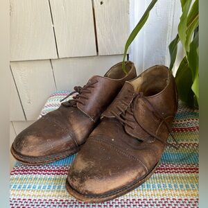 Well-worn Frye Oxfords